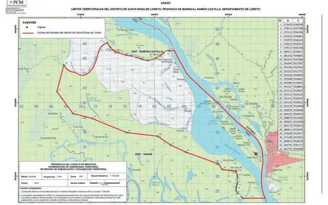 <strong> Delimitación del distrito de Santa Rosa en Loreto.</strong> 