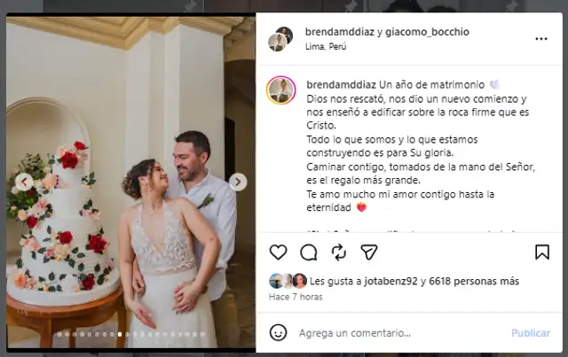 Giacomo Bocchio celebra 1 año de su matrimonio. Foto: Instagram.   