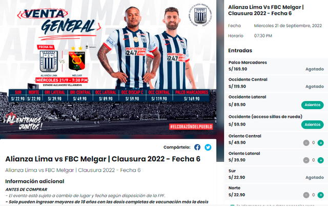 Alianza Lima vs. Melgar: adquiere tus entradas vía Joinnus. / FUENTE: Internet.   