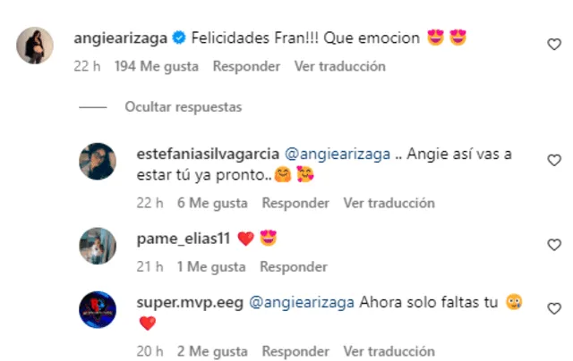 Angie Arizaga se emociona por Francesca Zignago.