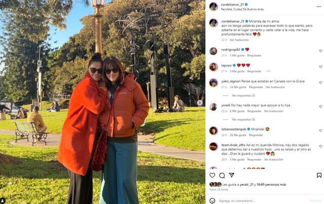 Mónica Sánchez se luce con su hija en Argentina y le dedica emotivo post.