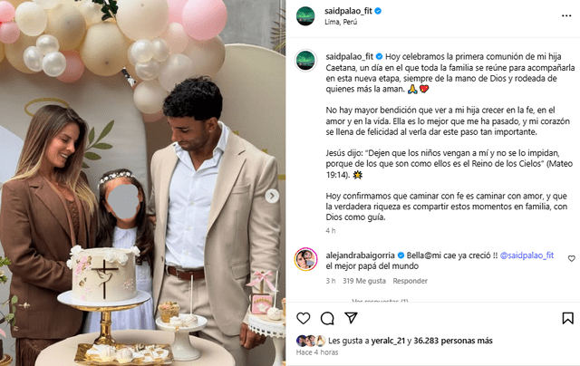 <em>Alejandra Baigorria celebra sacramento de la hija de Said Palao. Captura: Instagram</em>   