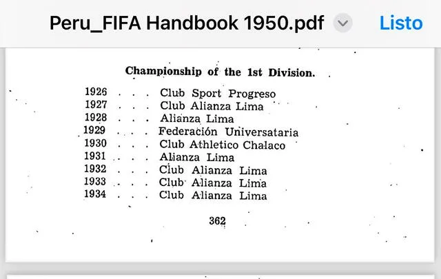 FIFA confirma que Alianza Lima es el campeón de 1934. / Foto: X.   