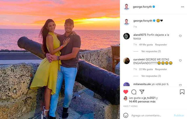 George Forsyth compartió imagen para oficializar su relación con Sonia La Torre. | FUENTE: Instagram.   