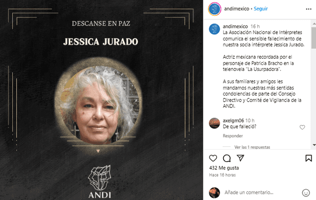 Fallece Jessica Jurado.