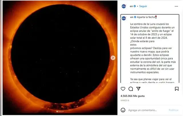 Crédito: Cuenta de Instagram de la NASA   