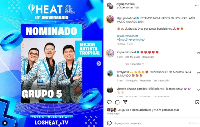 ¿Cómo votar por el Grupo 5 en los Premios Heat 2024? VOTA AQUÍ por el grupo de cumbia
