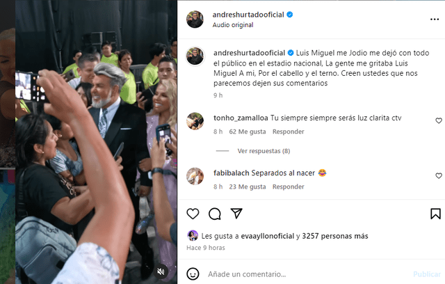 Andrés Hurtado llega al concierto de Luis Miguel y lo confunden. 