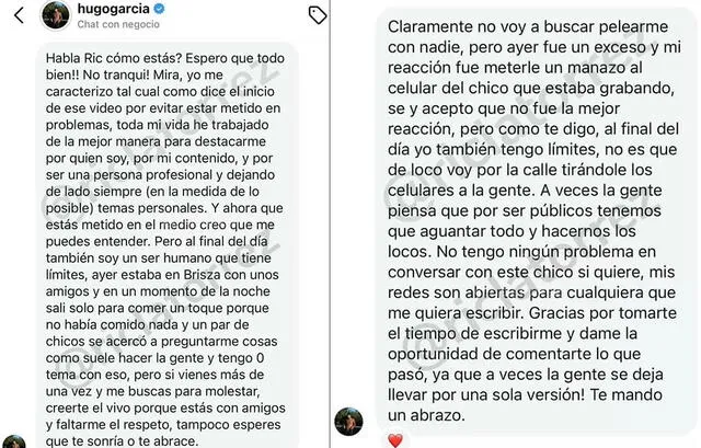 Hugo García se pronunció y defendió tras ser acusado de romperle el celular a joven. Hugo García se pronunció y defendió tras ser acusado de romperle el celular a joven.