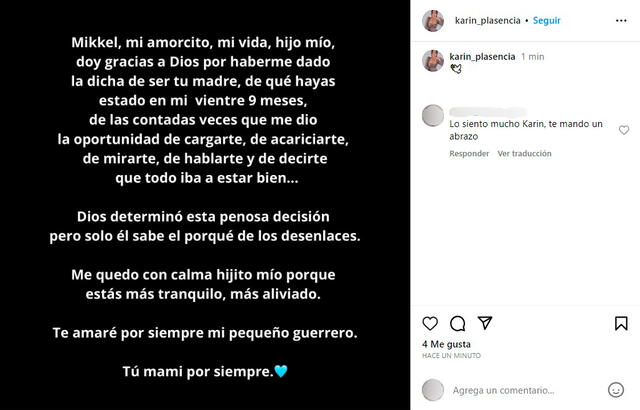 Mensaje de despedida a Mikkel, hijo de Michael Finseth. 