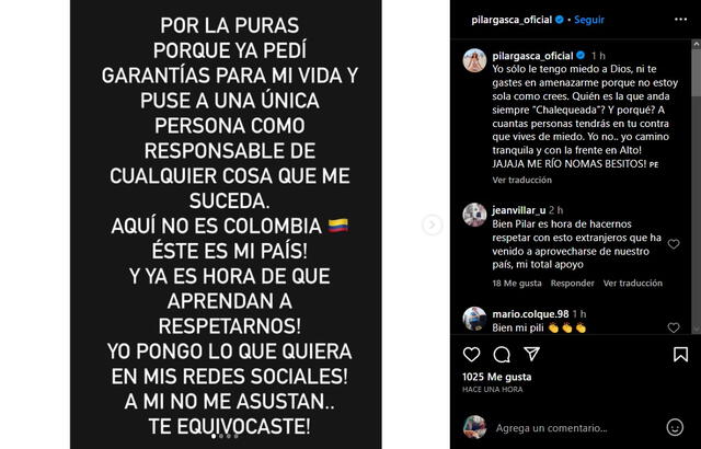 Pilar Gasca denuncia amenaza. 