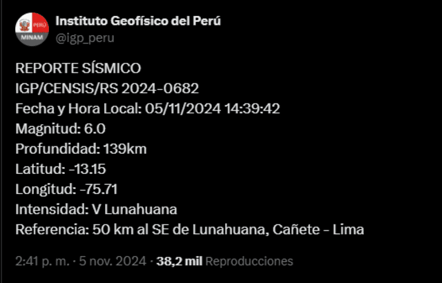 Fuerte temblor de 6.0 sacudió la ciudad de Lima