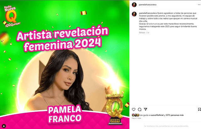  Pamela Franco se emociona al ganar como 'Artista revelación del año' 