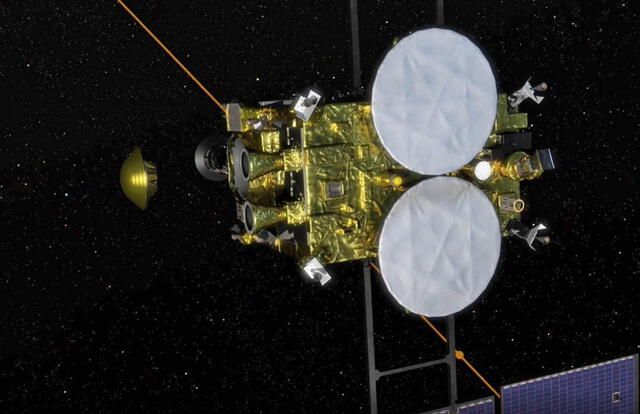 <em> &nbsp;Imagen del explorador espacial Hayabusa 2 lanzando su cápsula. </em>   