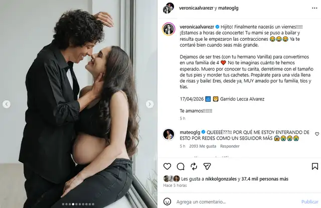 Mateo Garrido Lecca y su esposa anuncian la llegada de su bebé.