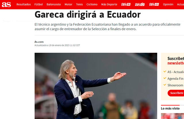Ricardo Gareca habría llegado a un acuerdo con Ecuador. / Fuente: AS.   