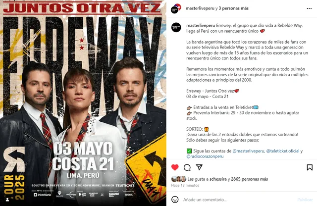 Erreway confirma concierto en Lima. 