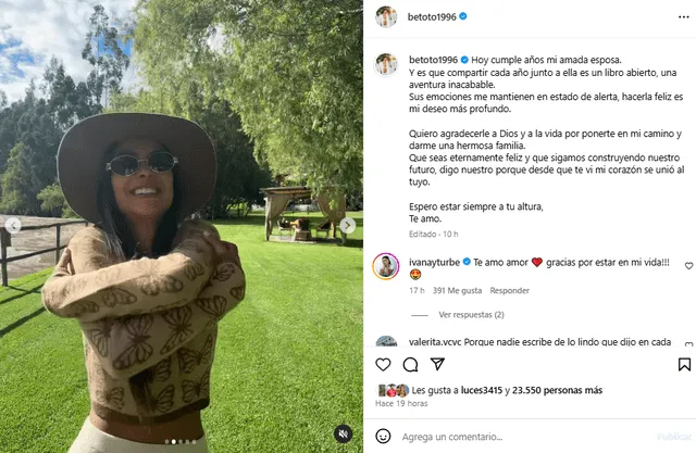 <em>Beto Da Silva dedicó romántico saludo a Ivana Yturbe por su cumpleaños. Captura: Instagram </em> <em>Beto Da Silva dedicó romántico saludo a Ivana Yturbe por su cumpleaños. Captura: Instagram </em>