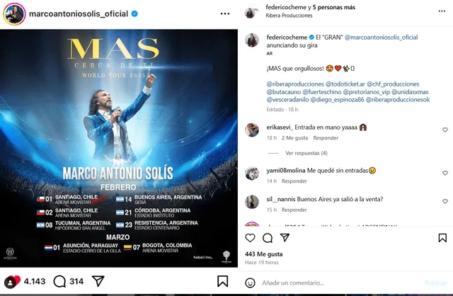  Fechas para ver a Marco Antonio Solís en Argentina 