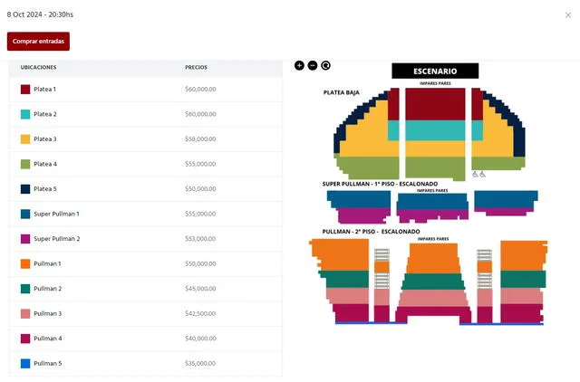 Precios y zona para Hablando Huevadas en el Teatro Gran Rex en Argentina.