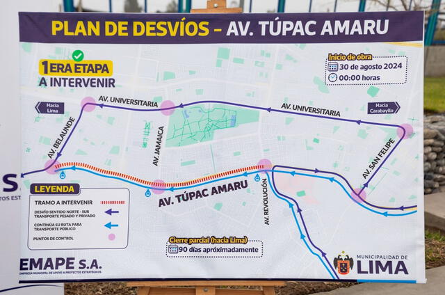 Plan de desvíos por la renovación de la Túpac Amaru. 