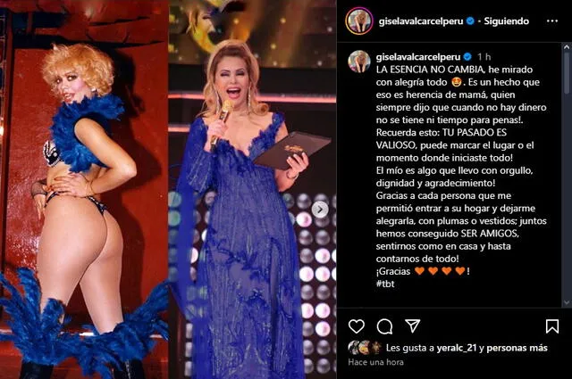 Gisela Valcárcel recordó sus años usando lentejuelas. / Fuente: Instagram de Gisela Valcárcel. 