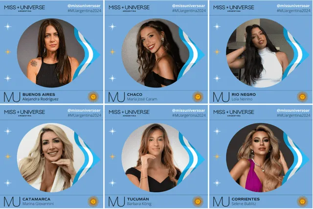 Estás son las representantes del Miss Universo Argentino 2024.