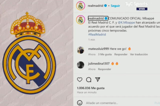 Real Madrid anunció a Mbappé. / Foto: Captura de pantalla.   