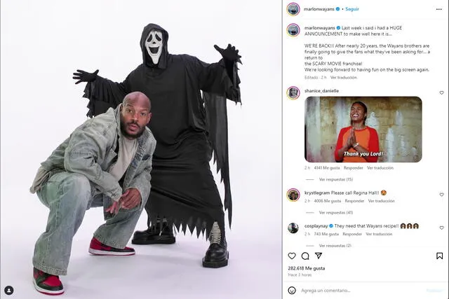 Marlon Wayans anunció el regreso de Scary Movie con una sexta parte de la saga.   