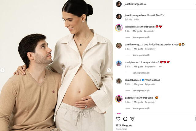 Josefina Vargas Llosa se encuentra a la espera de su primer bebé.  