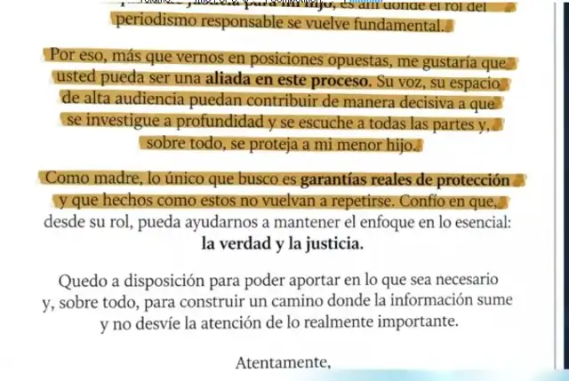 Comunicado de la madre del menor agraviado.