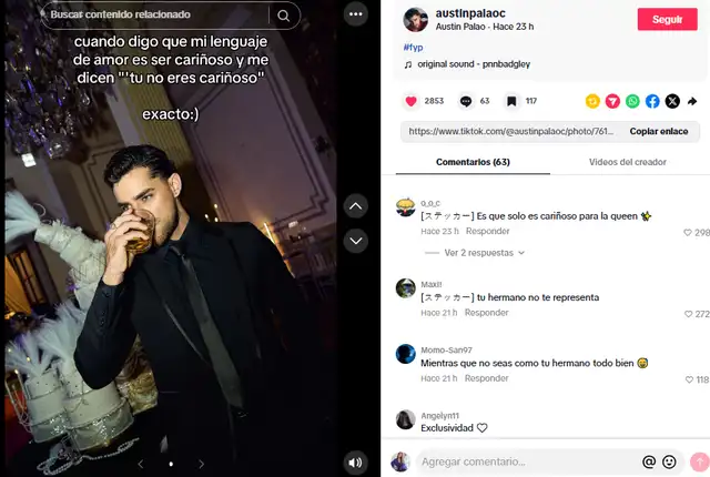 Austin Palao genera reacciones con su publicación.
