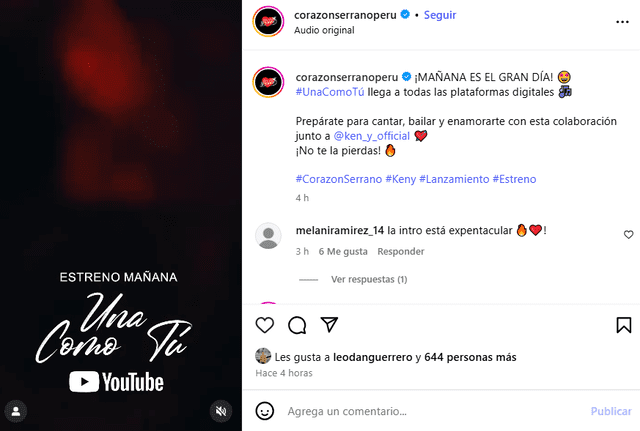 Corazón Serrano informó que tendrá nuevo tema musical. Corazón Serrano informó que tendrá nuevo tema musical.