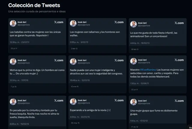 <strong> Tuits de José Jerí recopilados por usuarios</strong> <strong> Tuits de José Jerí recopilados por usuarios</strong>