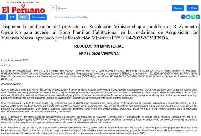 Nuevo bono adicional en Techo Propio