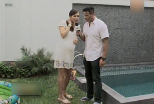 Patio y piscina de Maju Mantilla. Foto: Captura América TV. 