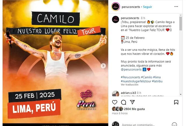 Camilo brindará esperado show en Perú: en esta nota todo lo que debes saber