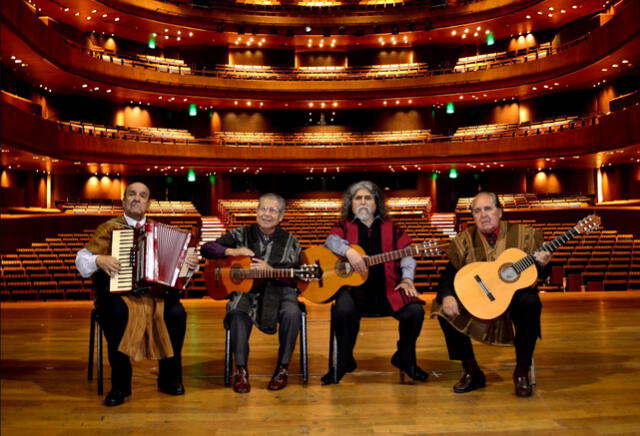 Reconocidos músicos del género andino:Wilfredo Quintana, Manuelcha Prado, Jorge Muñoz del Padro y Manuel Silva Crédito: GLR   