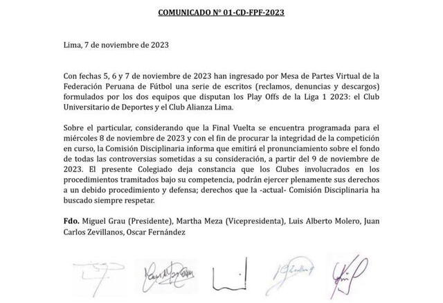 Alex Valera y Ángelo Campos: Comisión Disciplinaria de la FPF emite comunicado tras reclamos a poco de la final