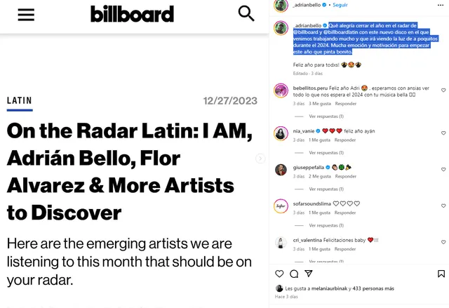 Adrían Bello es mencionado en prestigiosa lista de los Billboard.