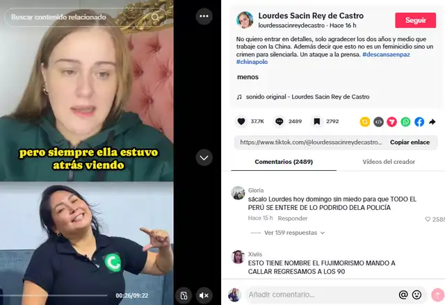 Lourdes Sacín se pronuncia sobre el asesinato de 'La China'. Lourdes Sacín se pronuncia sobre el asesinato de 'La China'.