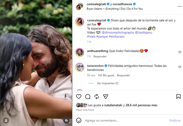 Influencers Coco y Caren Alegría anuncian que serán padres.