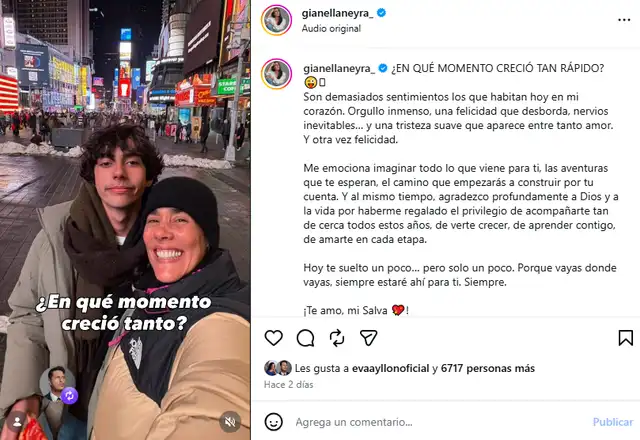Gianella Neyra se muestra sensible en despedida a su hijo.