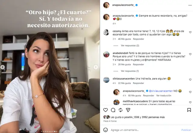 Ana Paula Consorte rechaza críticas sobre su embarazo.