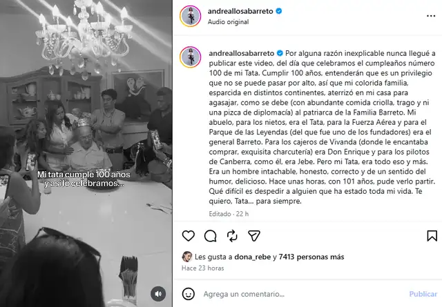 Andrea Llosa comparte conmovedora publicación tras la partida de su abuelo. Andrea Llosa comparte conmovedora publicación tras la partida de su abuelo.