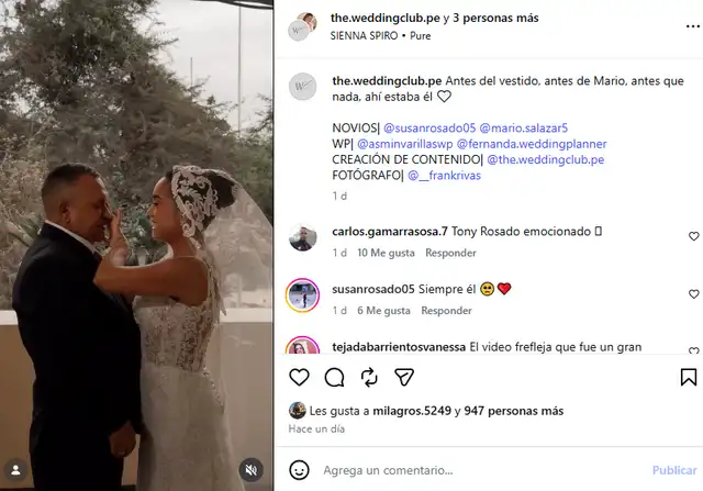 Tony Rosado llora en la boda de su hija.