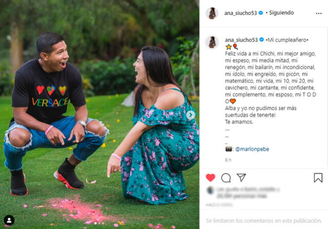Ana Siucho dedicó mensaje a Edison Flores por onomástico. | FUENTE: Instagram.   