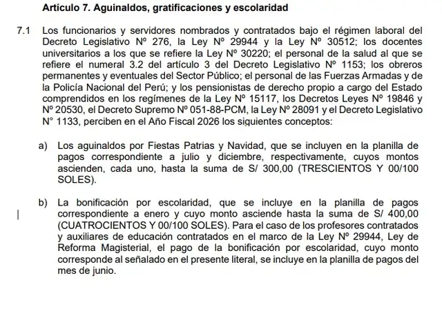 <strong>El Bono Escolaridad es equivalente a S/400</strong>   