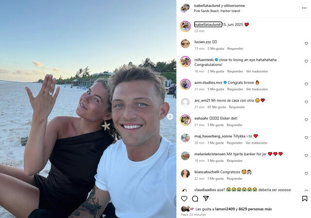 Oliver Sonne e Isabella Taulaund se comprometieron en la tarde del 15 de junio en Dinamarca.