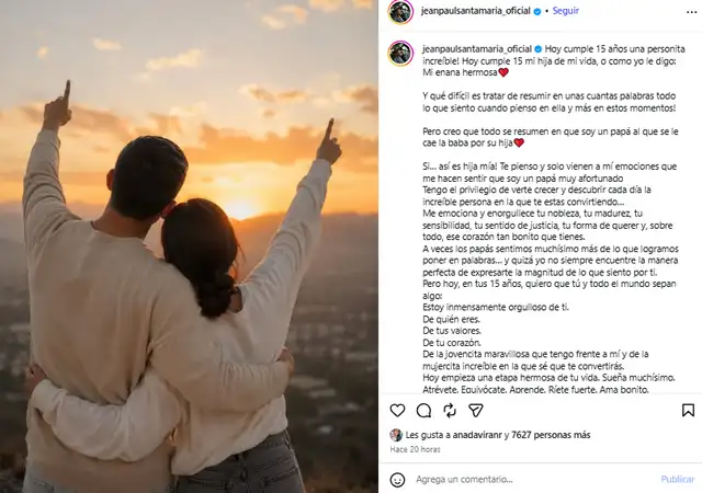 Jean Paul Santa María dedica especial saludo de cumpleaños a su hija.